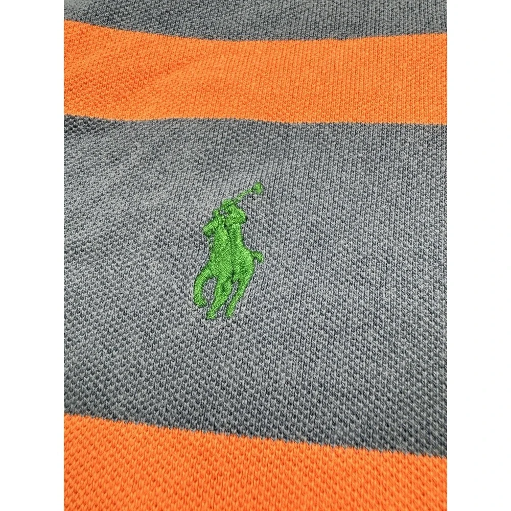 Polo Ralph Lauren Mens Rugby Polo Shirt M Blue Orange Striped Green Pony Cotton